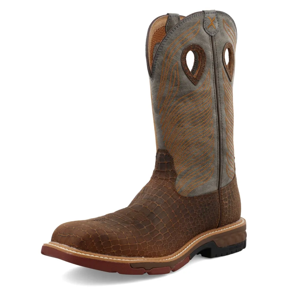 Twisted X 12″ Western Work Boot Brown / Grey