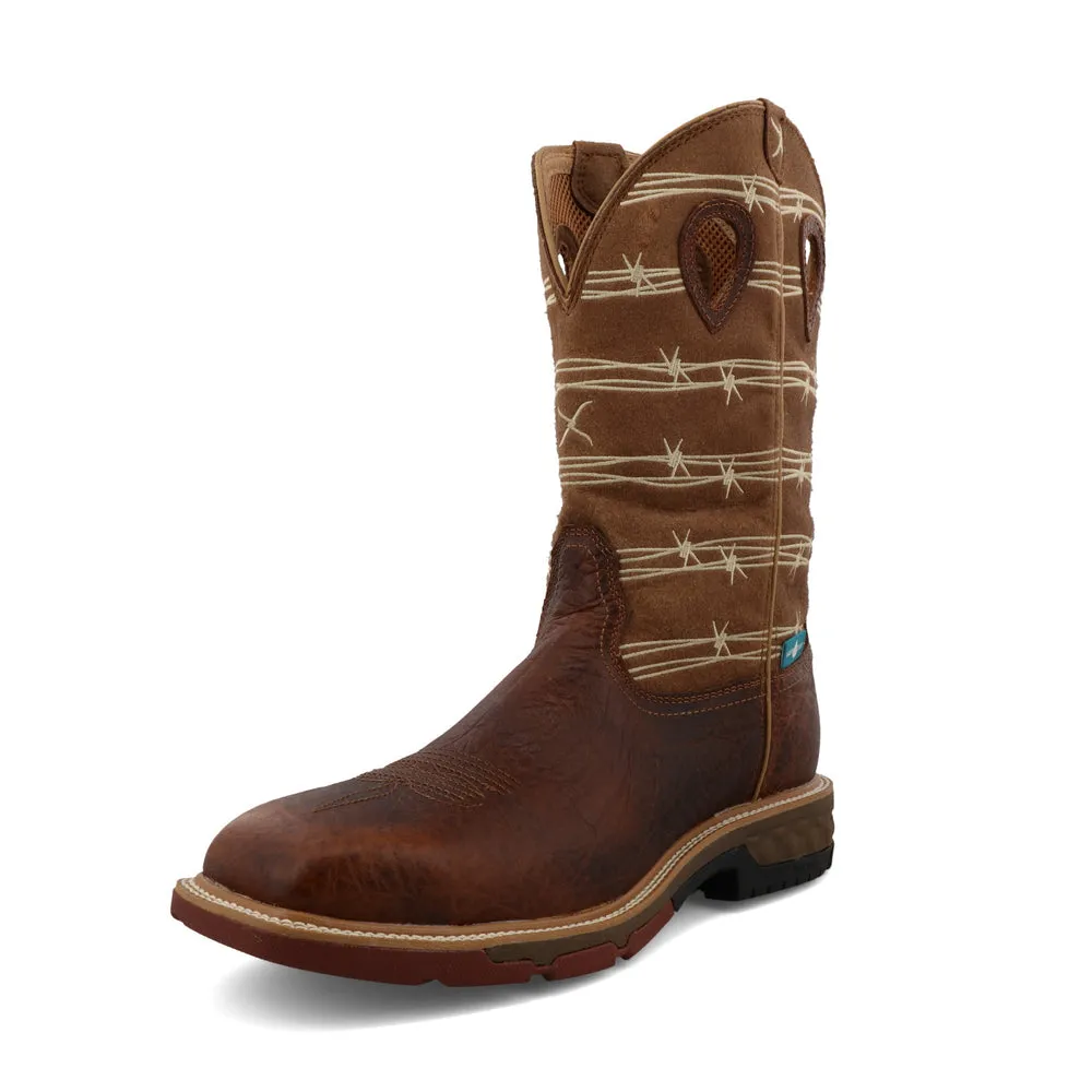 Twisted X 12″ Western Work Boot Rustic Brown / Lion Tan