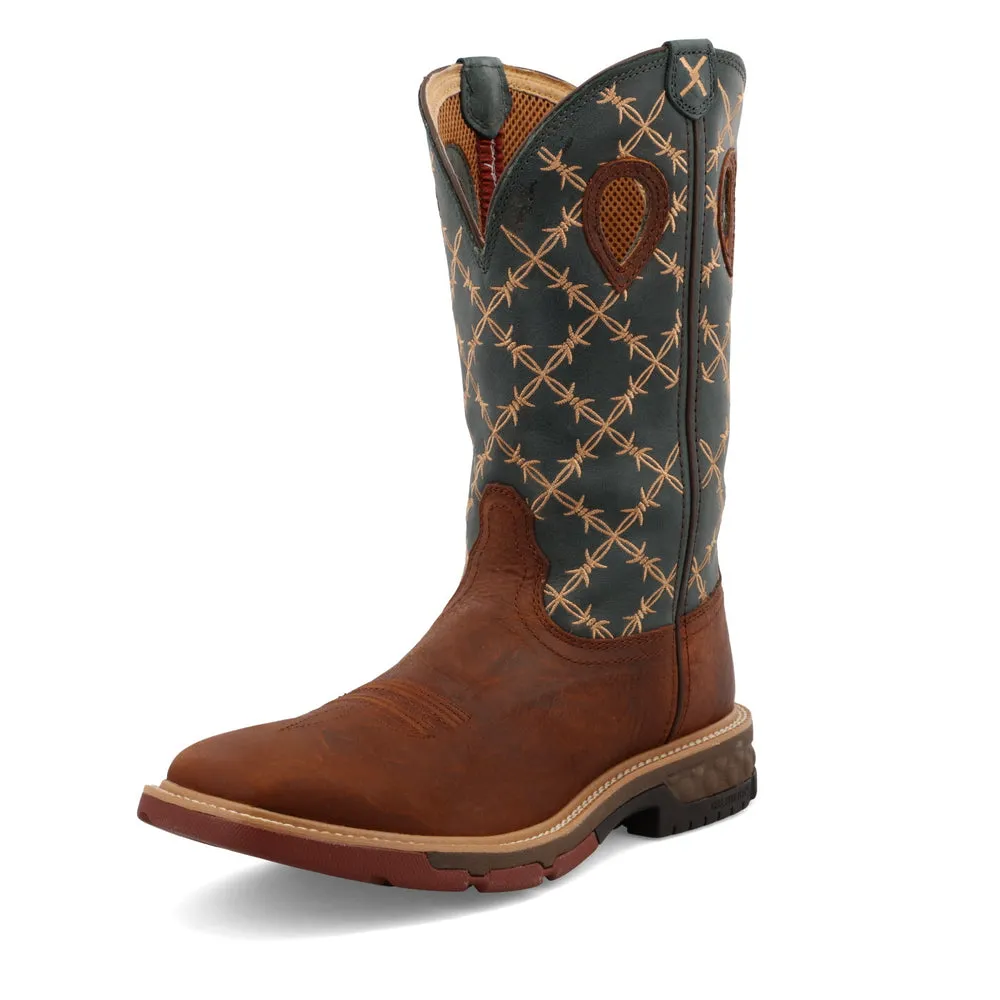 Twisted X 12″ Western Work Boot Mocha / Slate