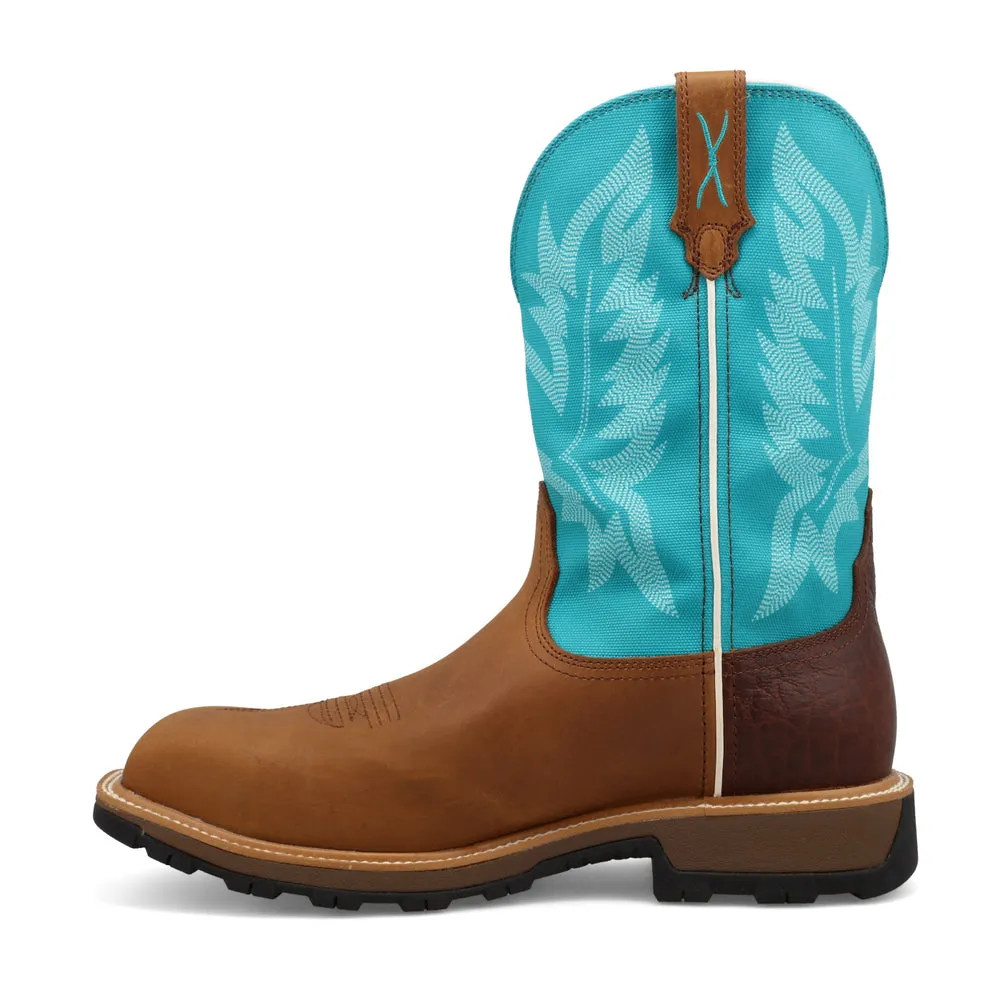 Twisted X 11″ UltraLite X™ Work Boot Saddle, Cognac, / Aqua Sky