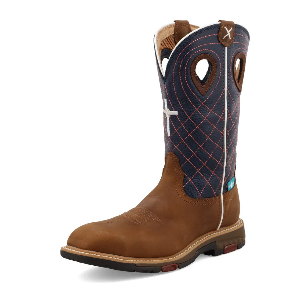 Twisted X 11″ Western Work Boot Brown / Navy