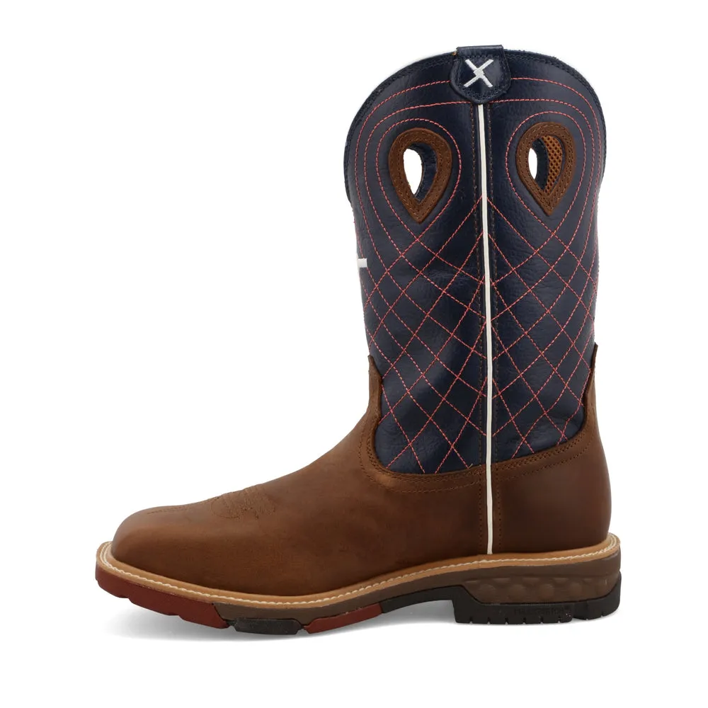 Twisted X 12″ Western Work Boot Mocha / Navy