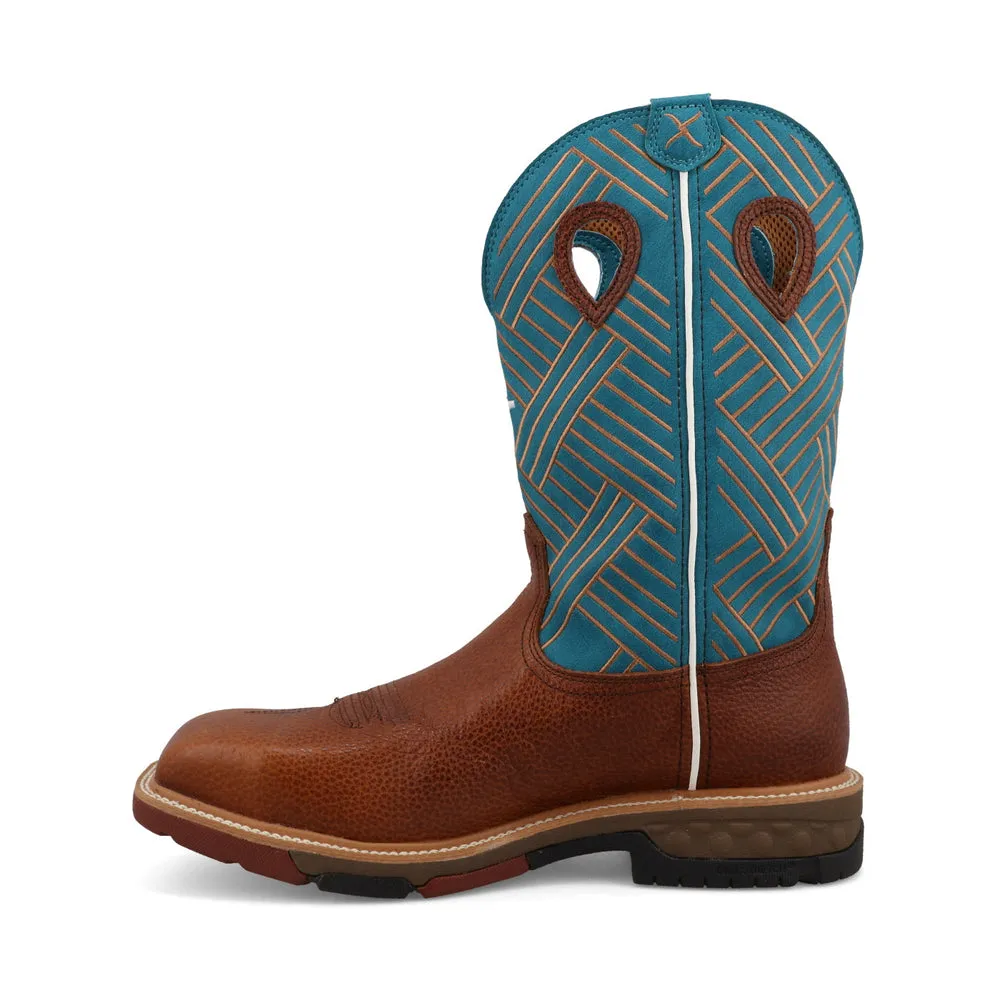 Twisted X 12″ Western Work Boot Sequoia / Turquoise
