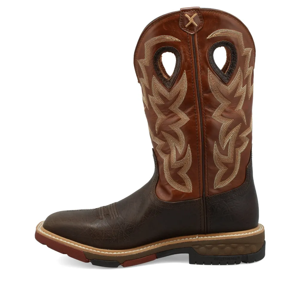 Twisted X 12″ Western Work Boot Smokey Chocolate / Spice