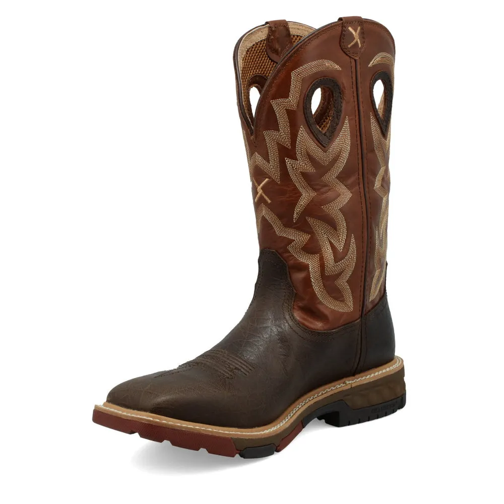 Twisted X 12″ Western Work Boot Smokey Chocolate / Spice