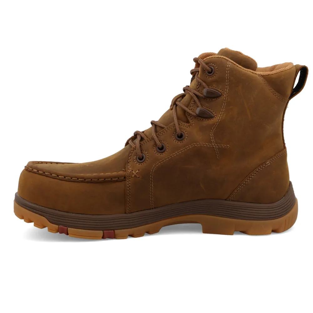 Twisted X 6″ Work Oblique Toe Boot Distressed Saddle