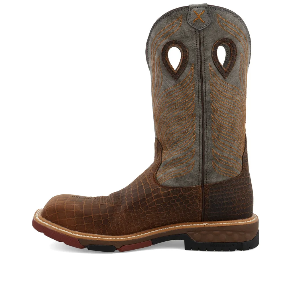 Twisted X 12″ Western Work Boot Brown / Grey