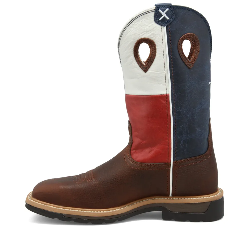 Twisted X 12″ Western Work Boot Brown / Texas Flag