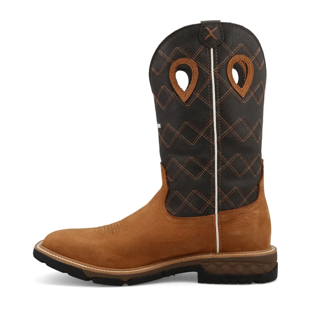 Twisted X 12″ Western Work Boot Clay / Pewter