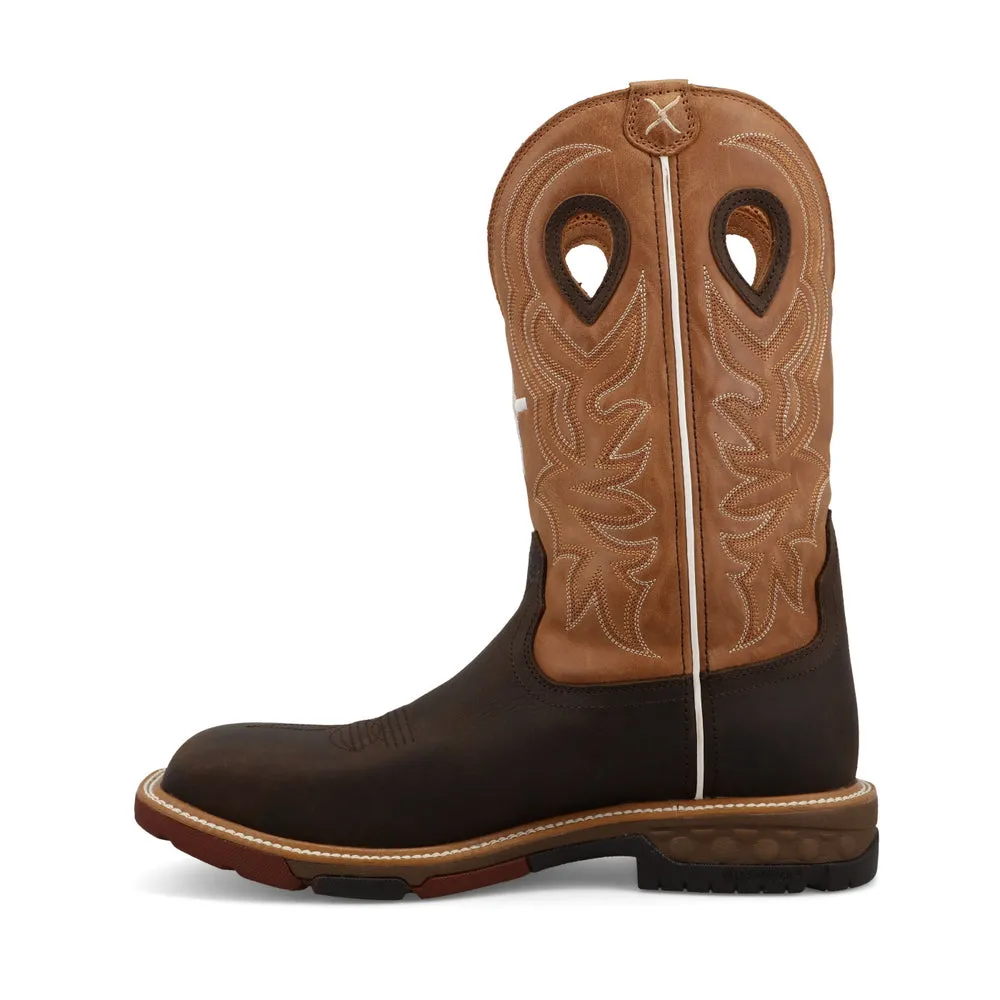 Twisted X 12″ Western Work Boot Dark Brown / Roasted Pecan