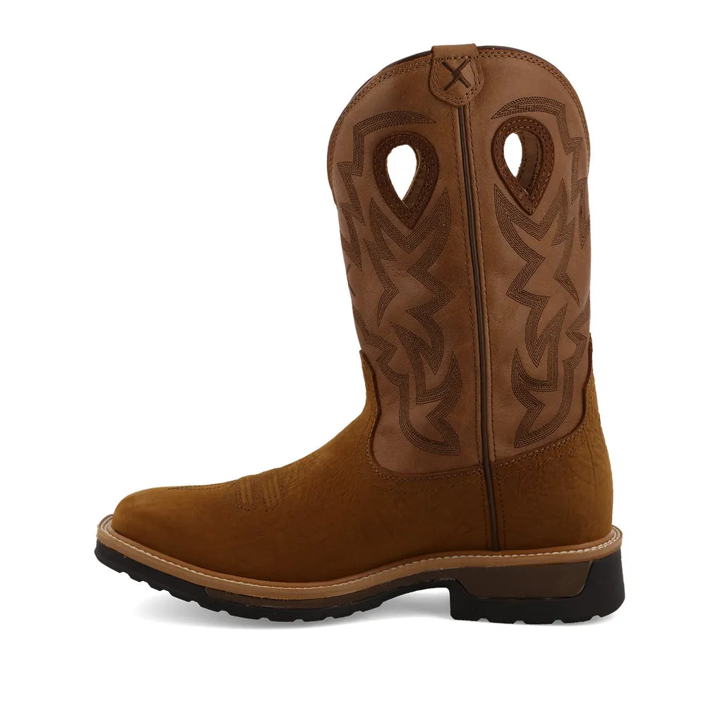 Twisted X 12″ Western Work Boot Dark Brown / Tan