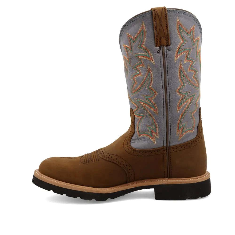 Twisted X 12″ Western Work Boot Distressed Saddle / Denim