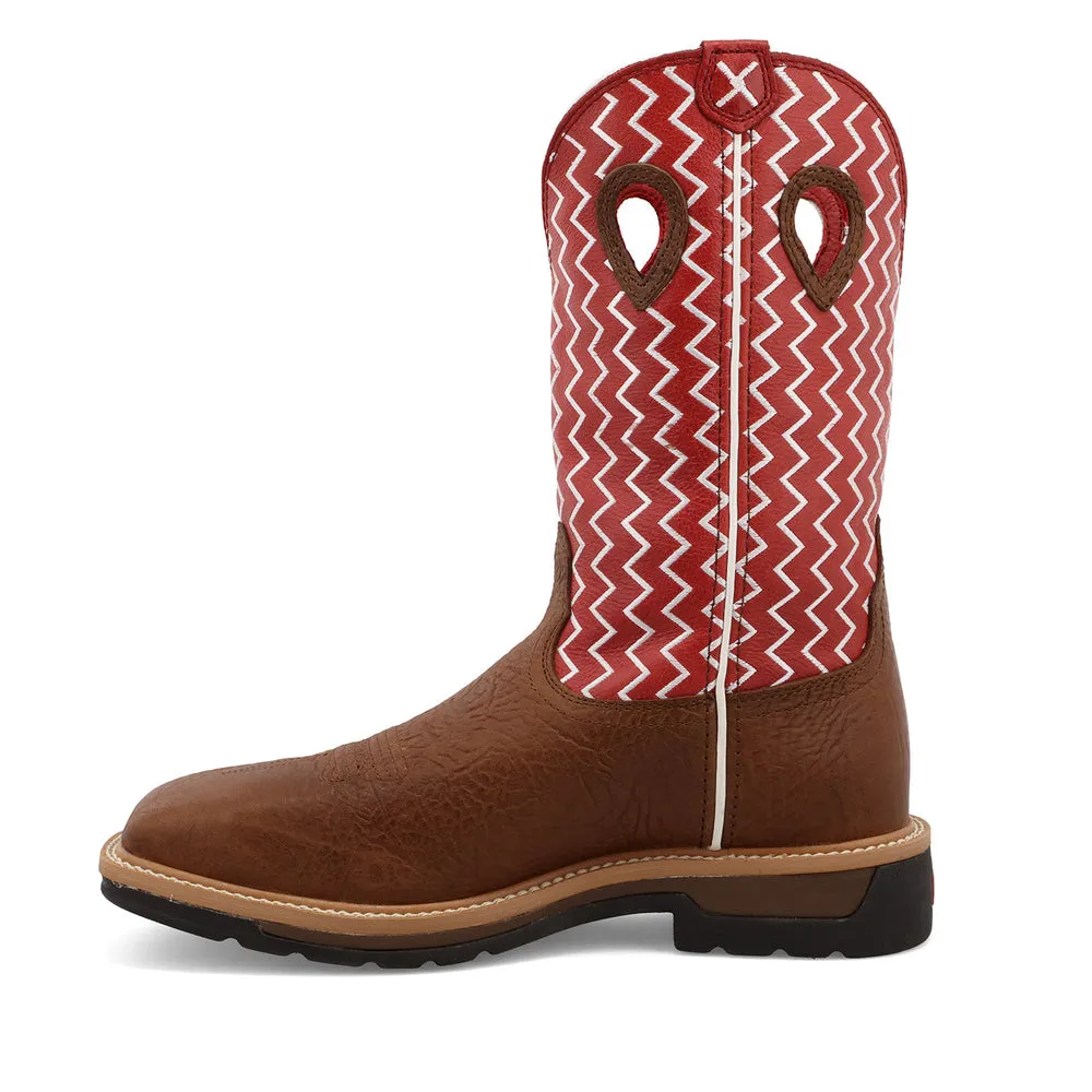 Twisted X 12″ Western Work Boot Distressed Saddle Shoulder / Cherry