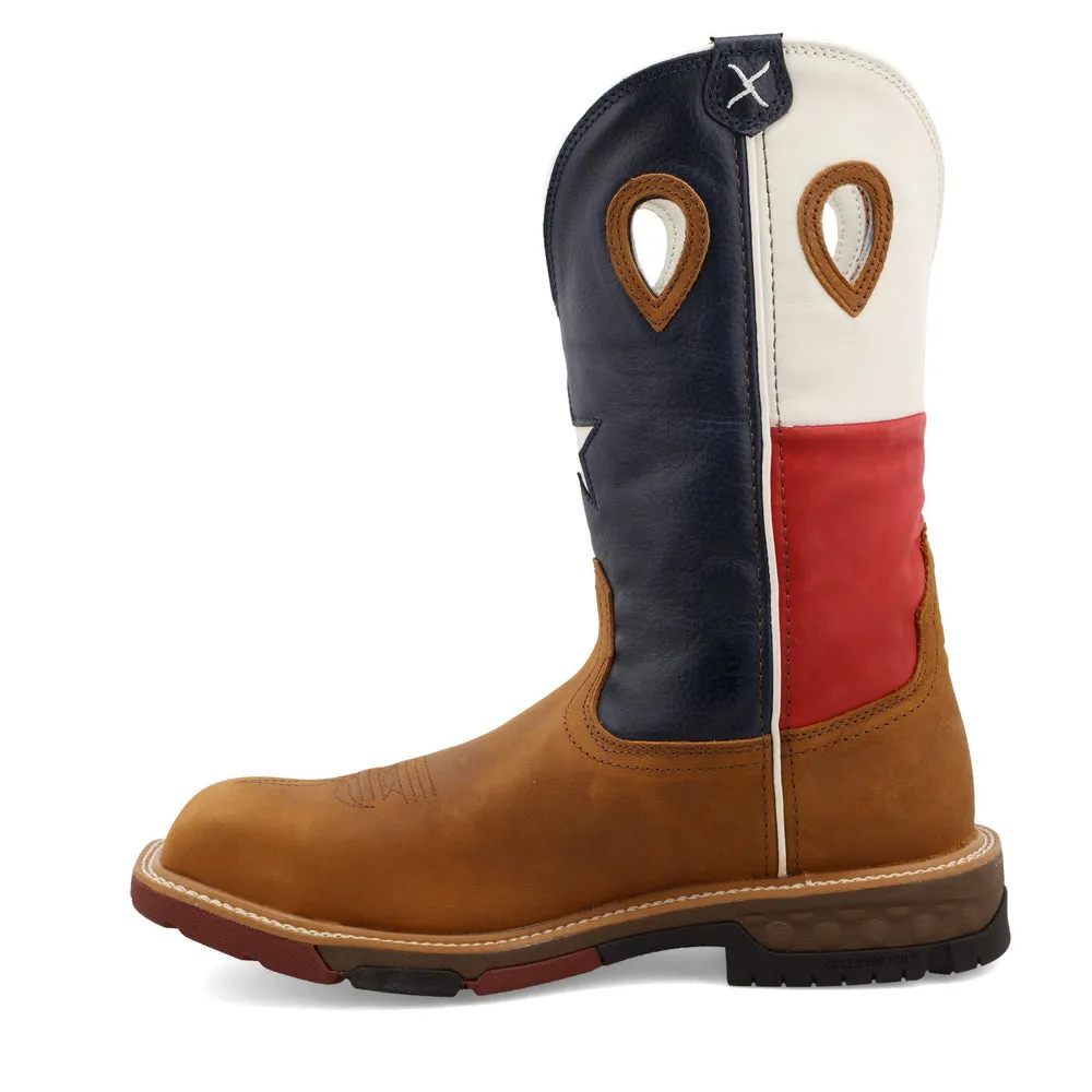 Twisted X 12″ Western Work Boot Light Brown / Texas Flag