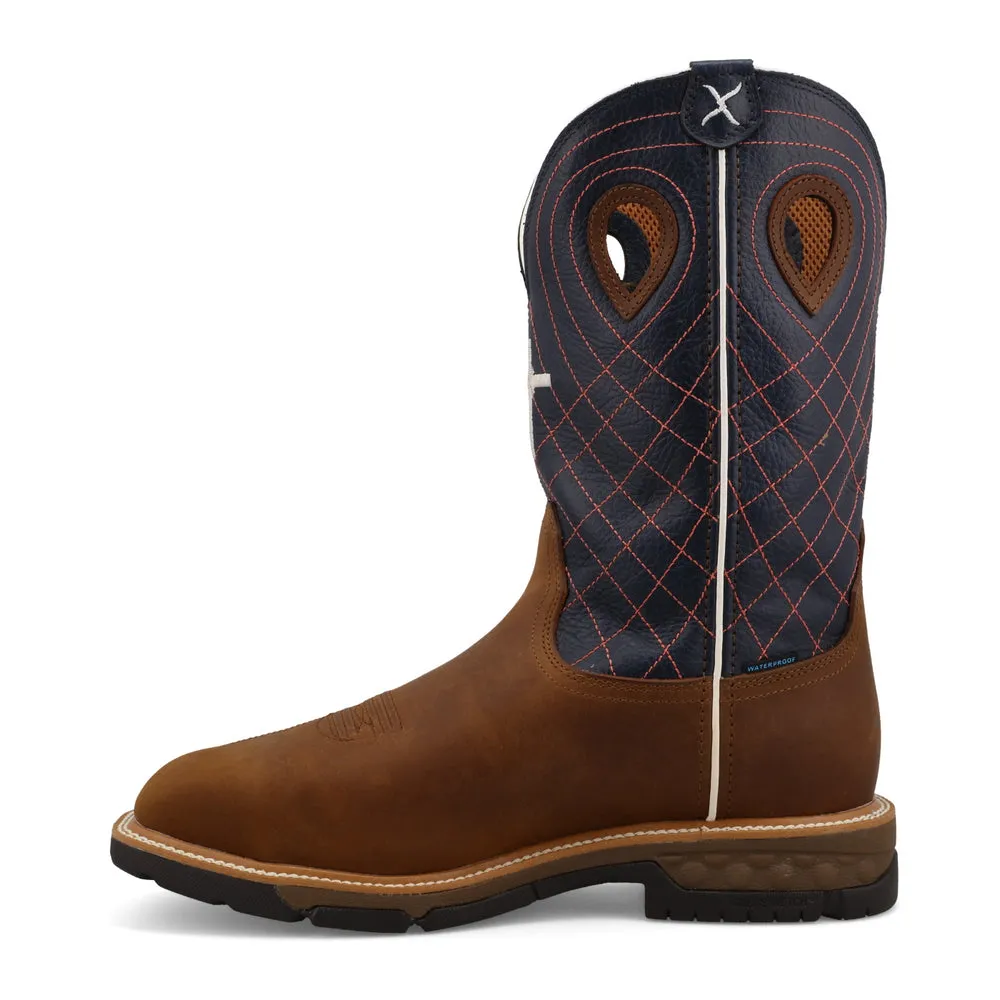 Twisted X 12″ Western Work Boot Mocha / Navy
