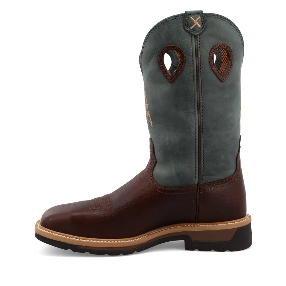Twisted X 12″ Western Work Boot Oiled Cognac / Blue