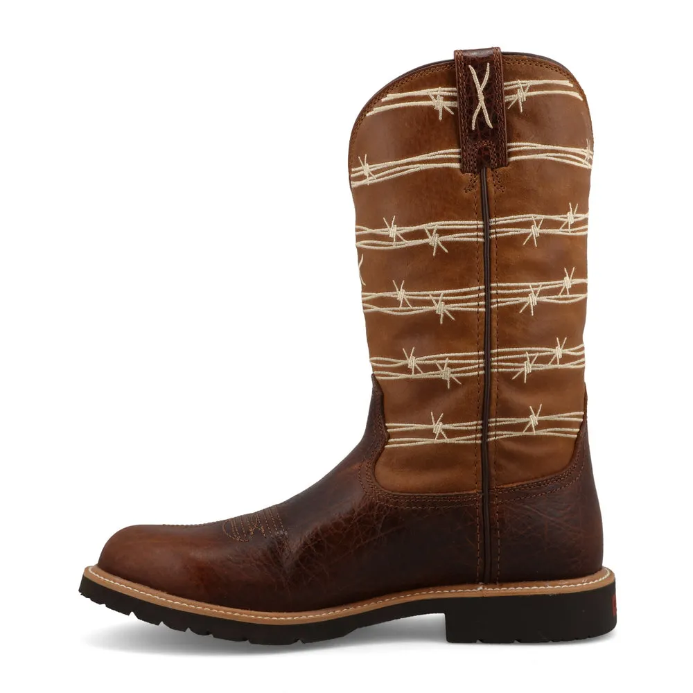 Twisted X 12″ Western Work Boot Rustic Brown / Lion Tan