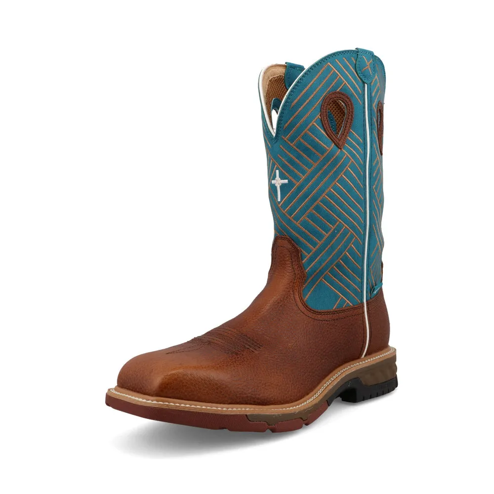 Twisted X 12″ Western Work Boot Sequoia / Turquoise