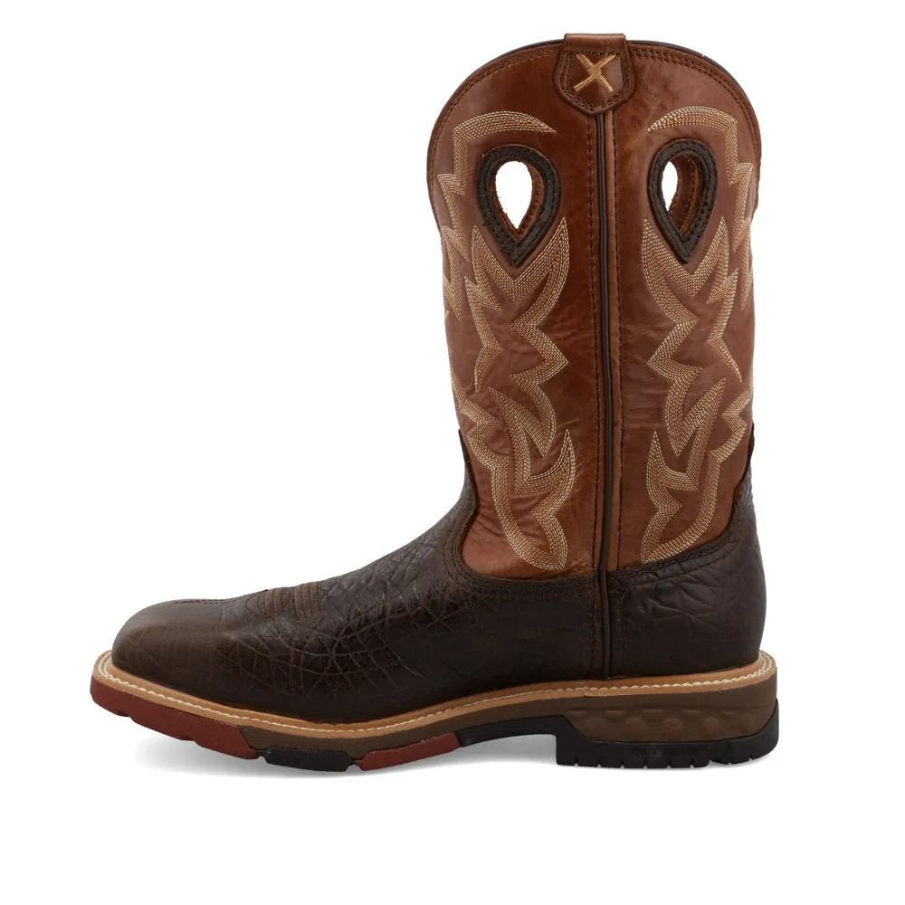 Twisted X 12″ Western Work Boot Smokey Chocolate / Spice