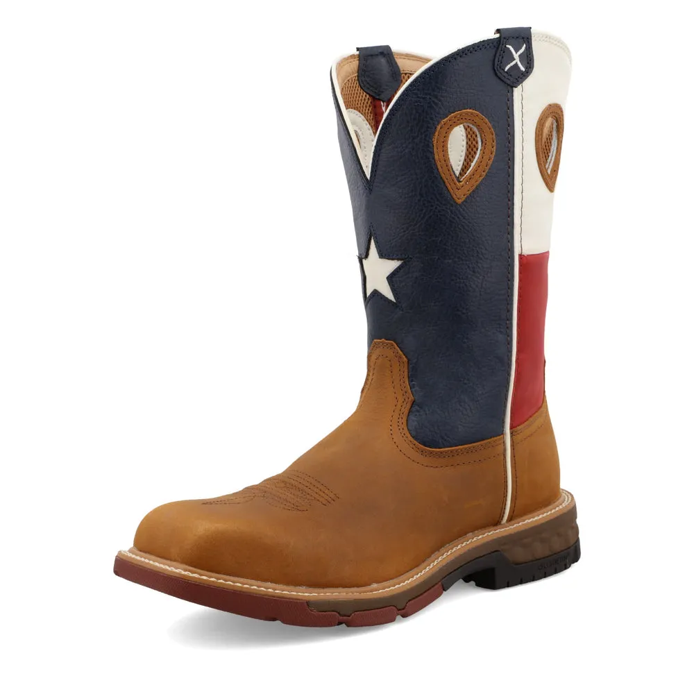 Twisted X 12″ Western Work Boot Light Brown / Texas Flag