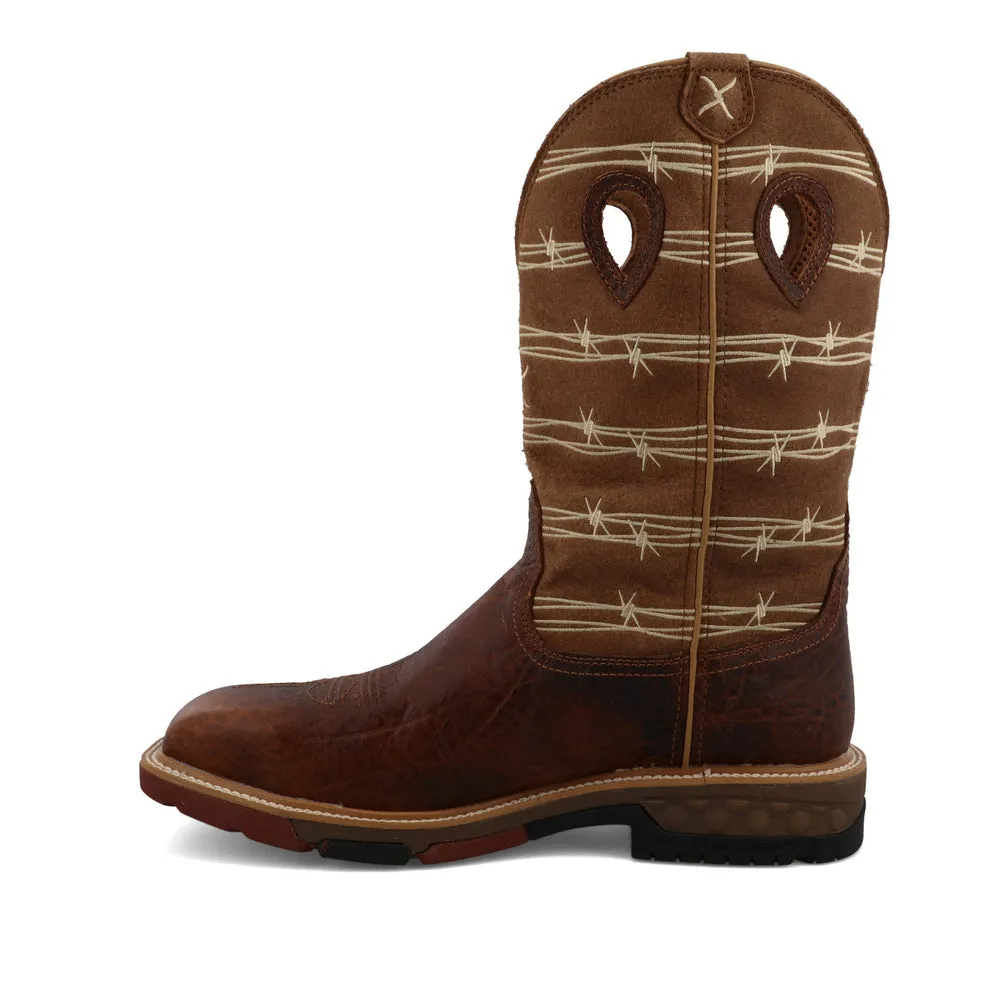 Twisted X 12″ Western Work Boot Rustic Brown / Lion Tan
