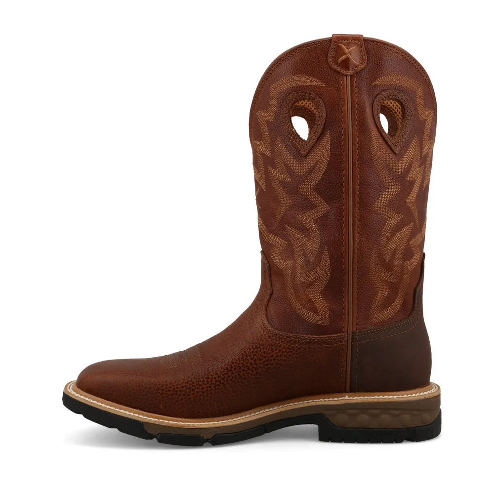 Twisted X 12″ Western Work Boot Rust Brown / Saddle