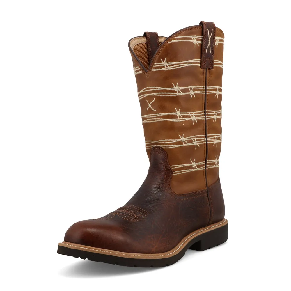 Twisted X 12″ Western Work Boot Rustic Brown / Lion Tan