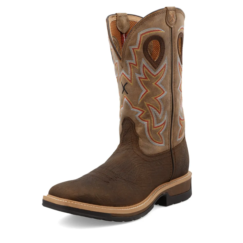 Twisted X 12″ Western Work Boot Taupe / Bomber