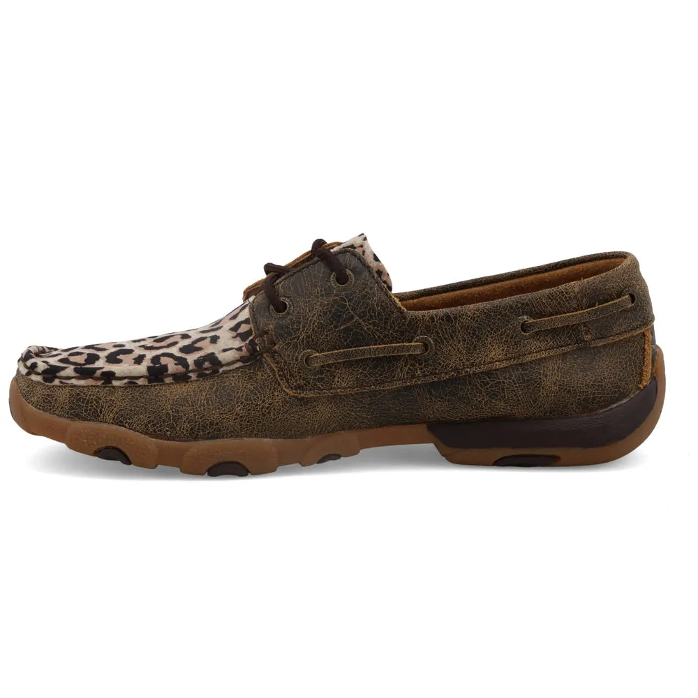 Twisted X Boat Shoe Driving Moc Distressed / Leopard