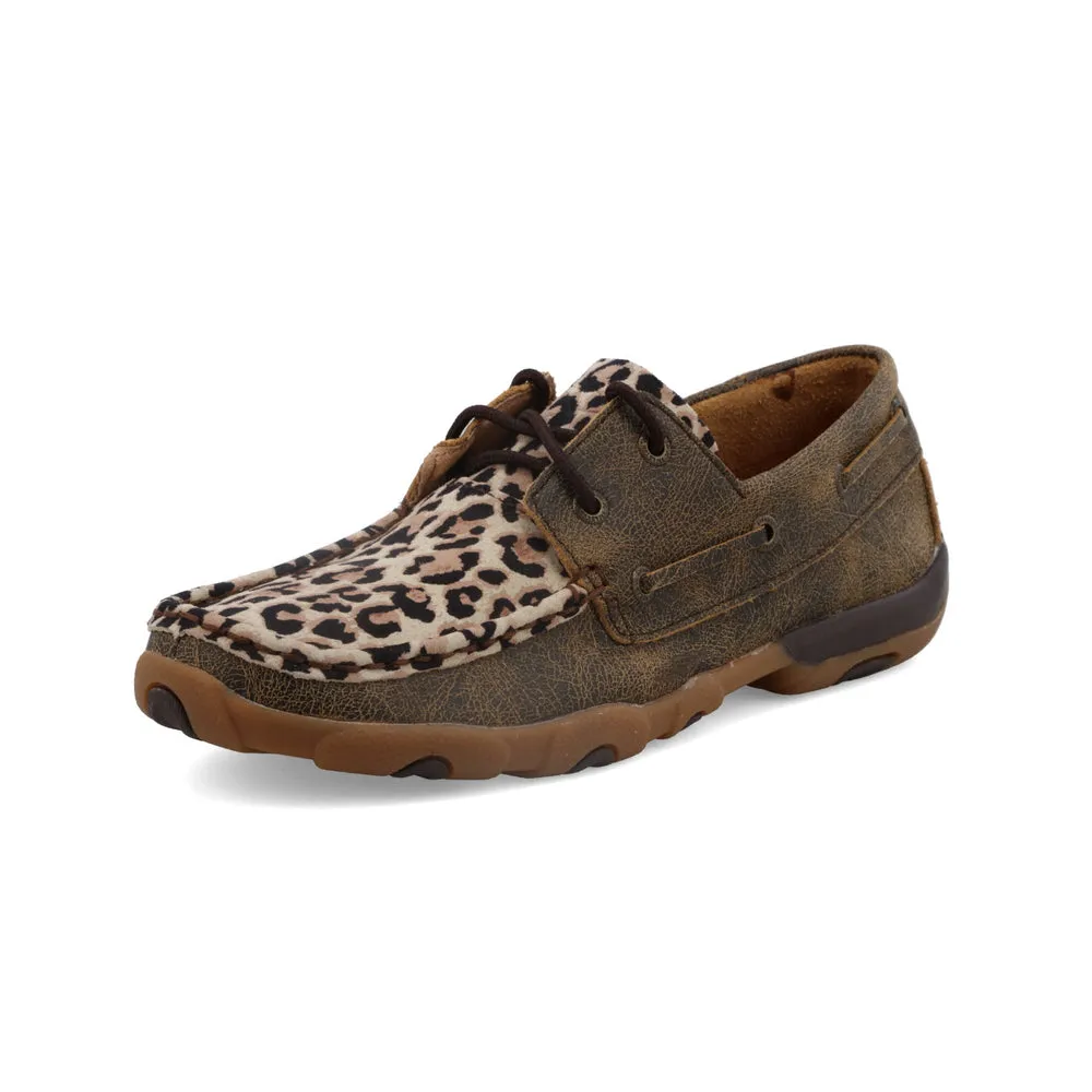 Twisted X Boat Shoe Driving Moc Distressed / Leopard