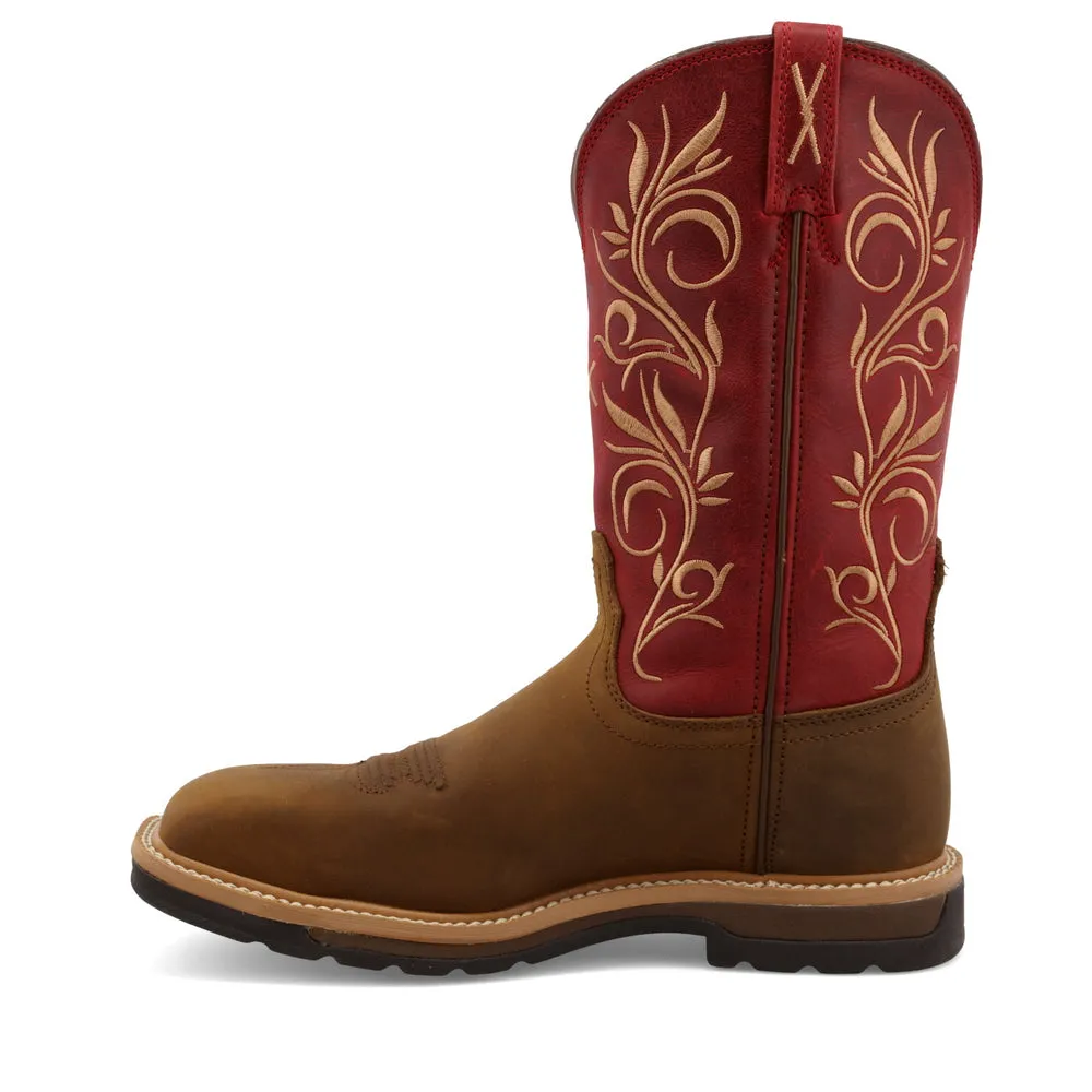 Twisted X 11″ Western Work Boot Distressed Latigo / Red