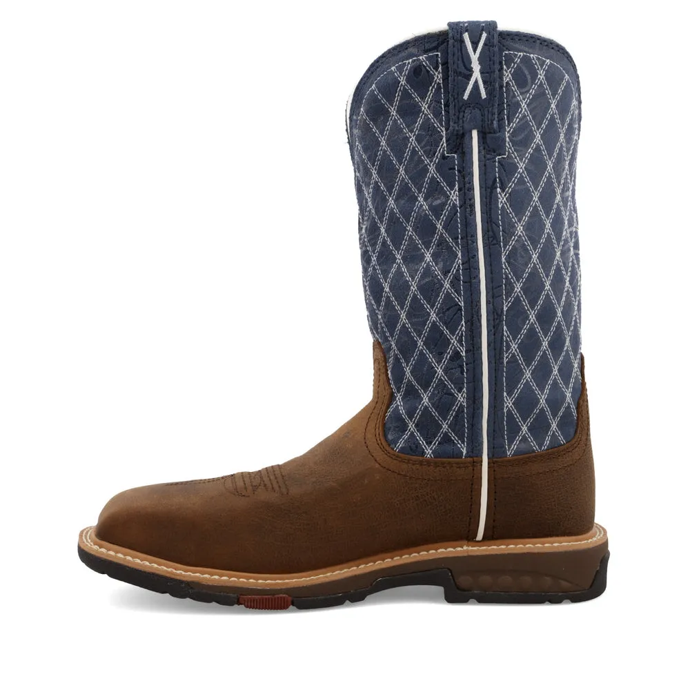 Twisted X 11″ Western Work Boot Brown / Blue