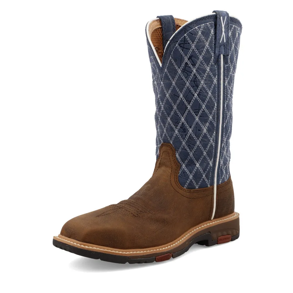 Twisted X 11″ Western Work Boot Brown / Blue