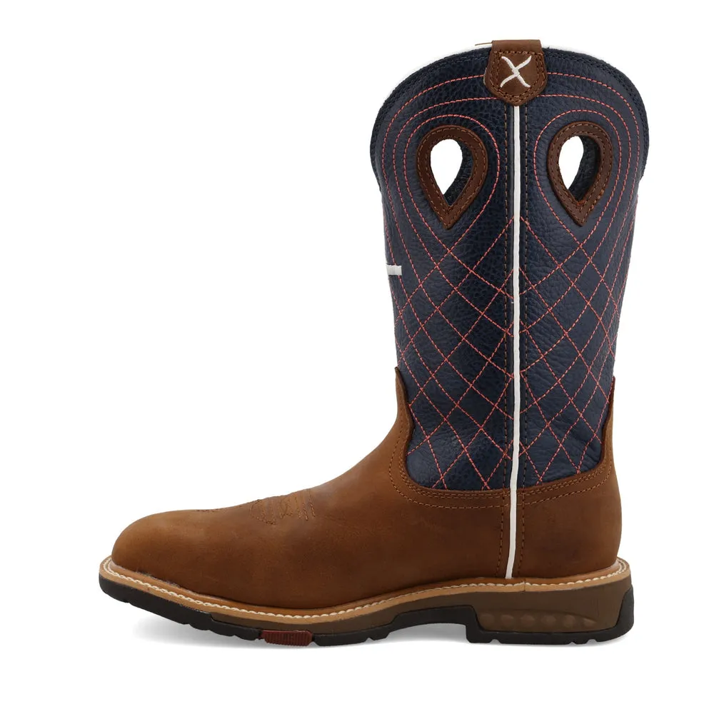 Twisted X 11″ Western Work Boot Brown / Navy