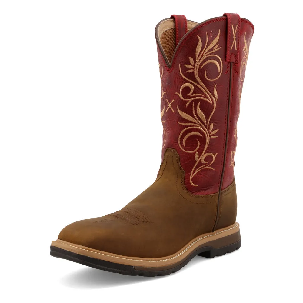 Twisted X 11″ Western Work Boot Distressed Latigo / Red